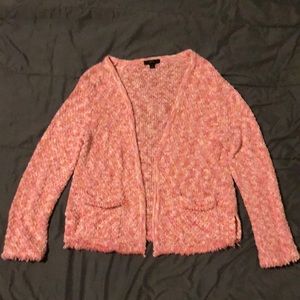 J Crew Cardigan, pink and white, size M